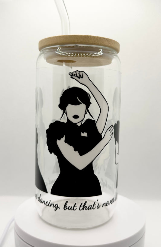 Gothic Girl Dance 16oz Glass Tumbler with Straw