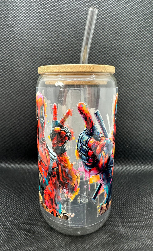 Anti-Hero inspired 16oz Clear Glass Tumbler with Straw