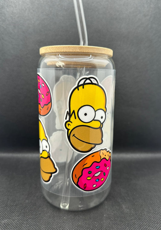 Donut 16oz Clear Glass Tumbler with Straw