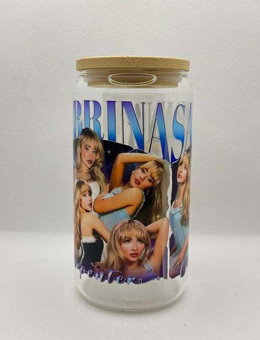 SC 16oz Clear Glass Tumbler with Straw