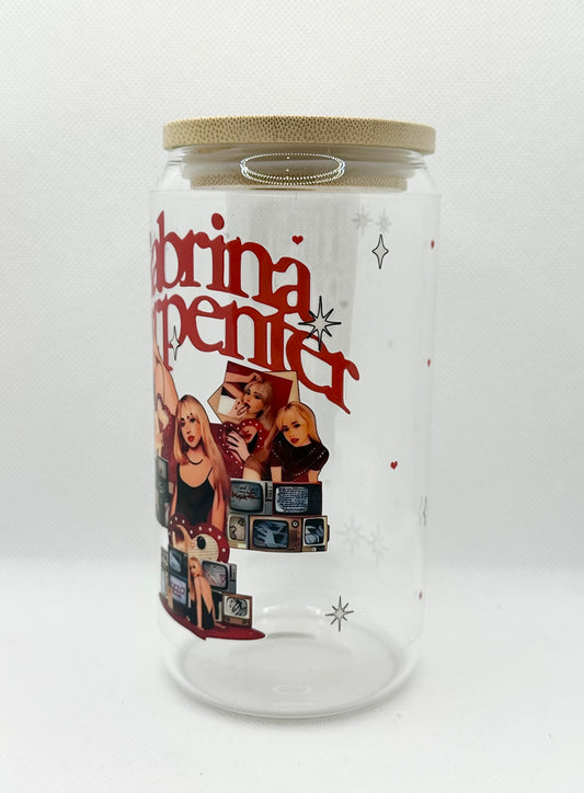 SC 16oz Clear Glass Tumbler with Straw