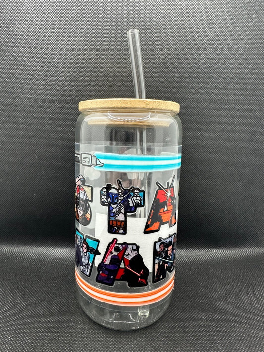 Sci-Fi Movie Inspired 16oz Glass Tumbler with Straw
