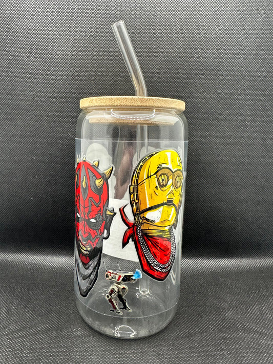 Sci-Fi Movie Inspired 16oz Glass Tumbler with Straw