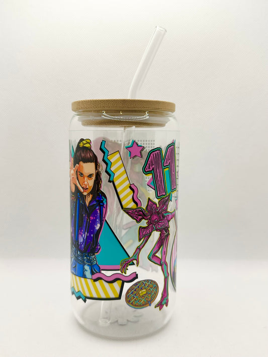80s Sci-Fi TV Show Inspired 16oz Glass Tumbler with Straw