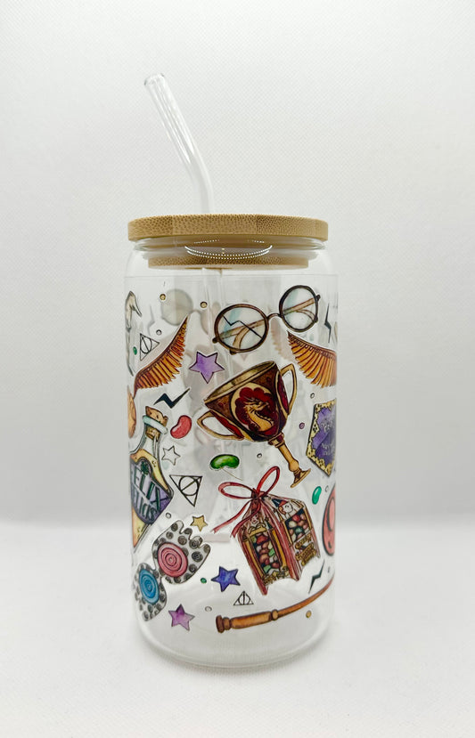 Magical Movie 16oz Glass Tumbler with Straw