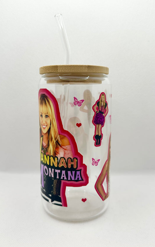HM 16oz Clear Glass Tumbler with Straw