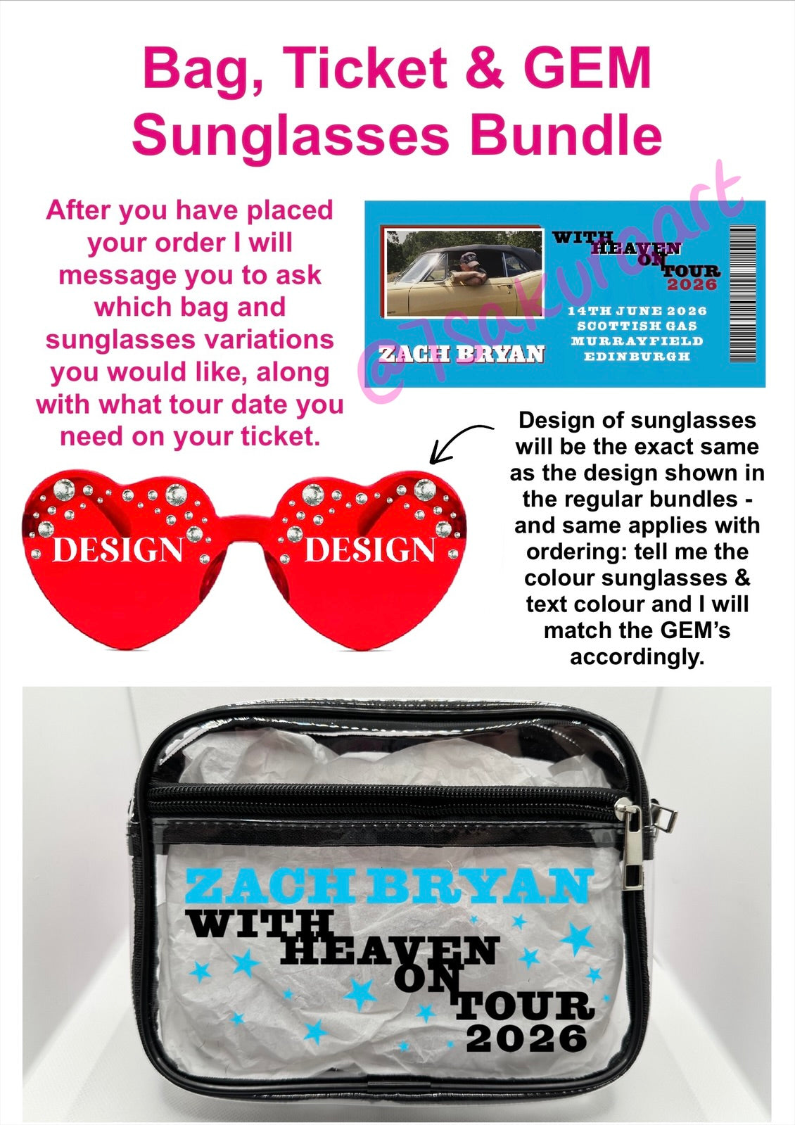 ZB 2026 Tour Concert Bag Clear Stadium Approved PVC Concert Crossbody