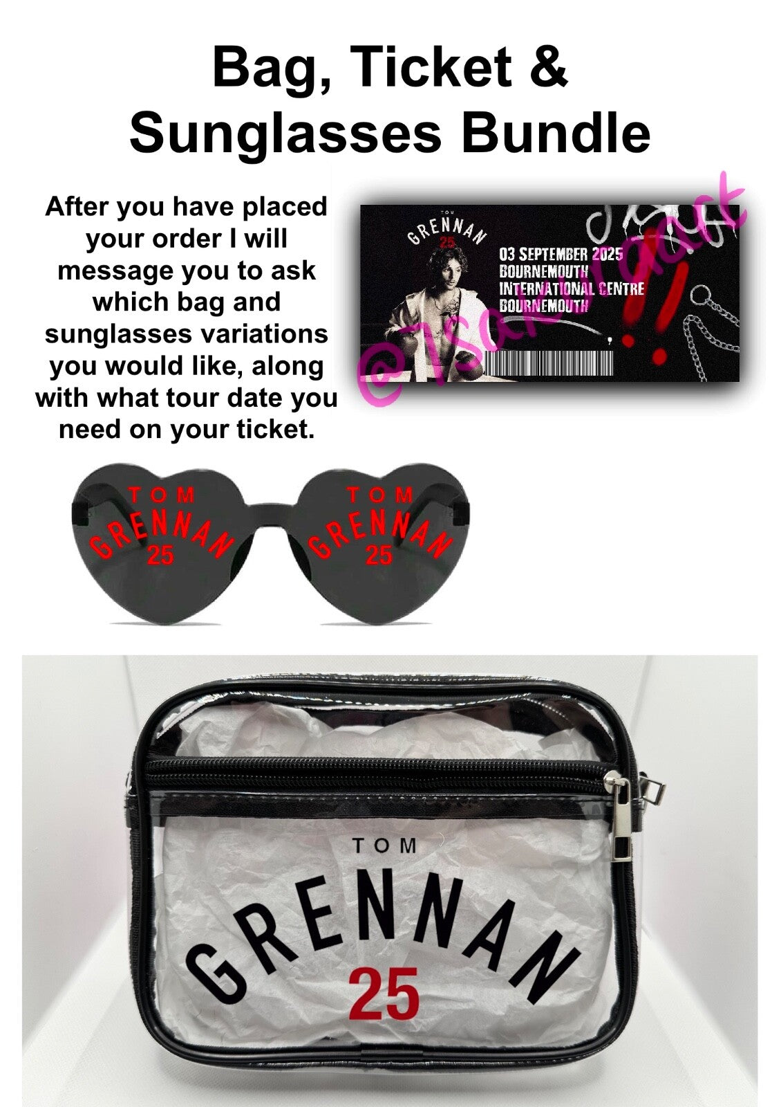 TG 25 Tour Concert Bag, Clear Stadium Approved PVC Concert Crossbody Bag