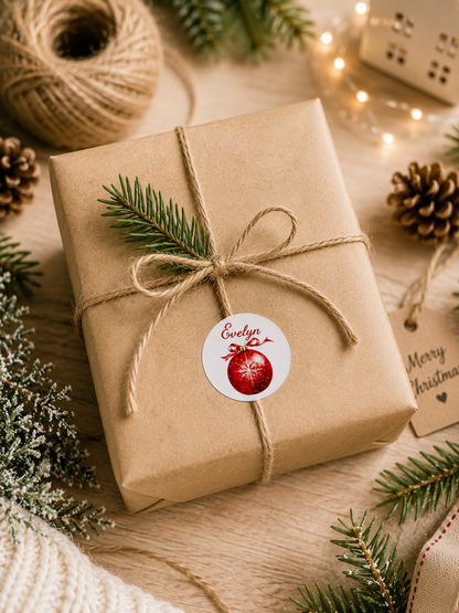Personalised Christmas Name Stickers | Round Gift Labels | Custom Santa Present