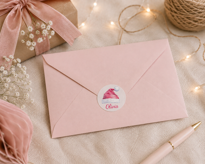 Personalised Christmas Name Stickers | Round Gift Labels | Custom Santa Present