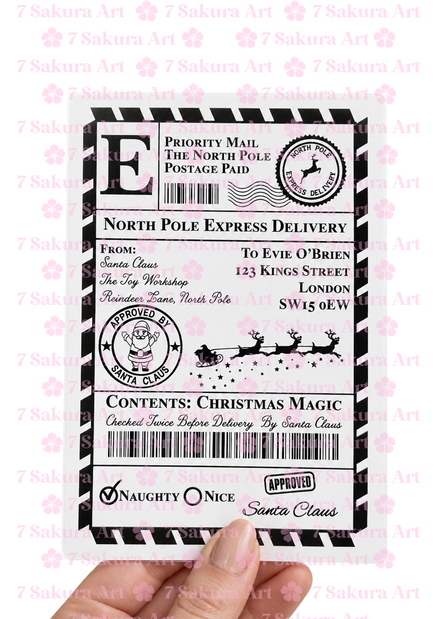Personalised Christmas Santa Postage Labels, North Pole Post Label Gift