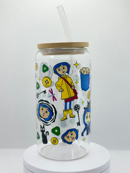Animation Girl inspired 16oz Clear Glass Tumbler with Straw
