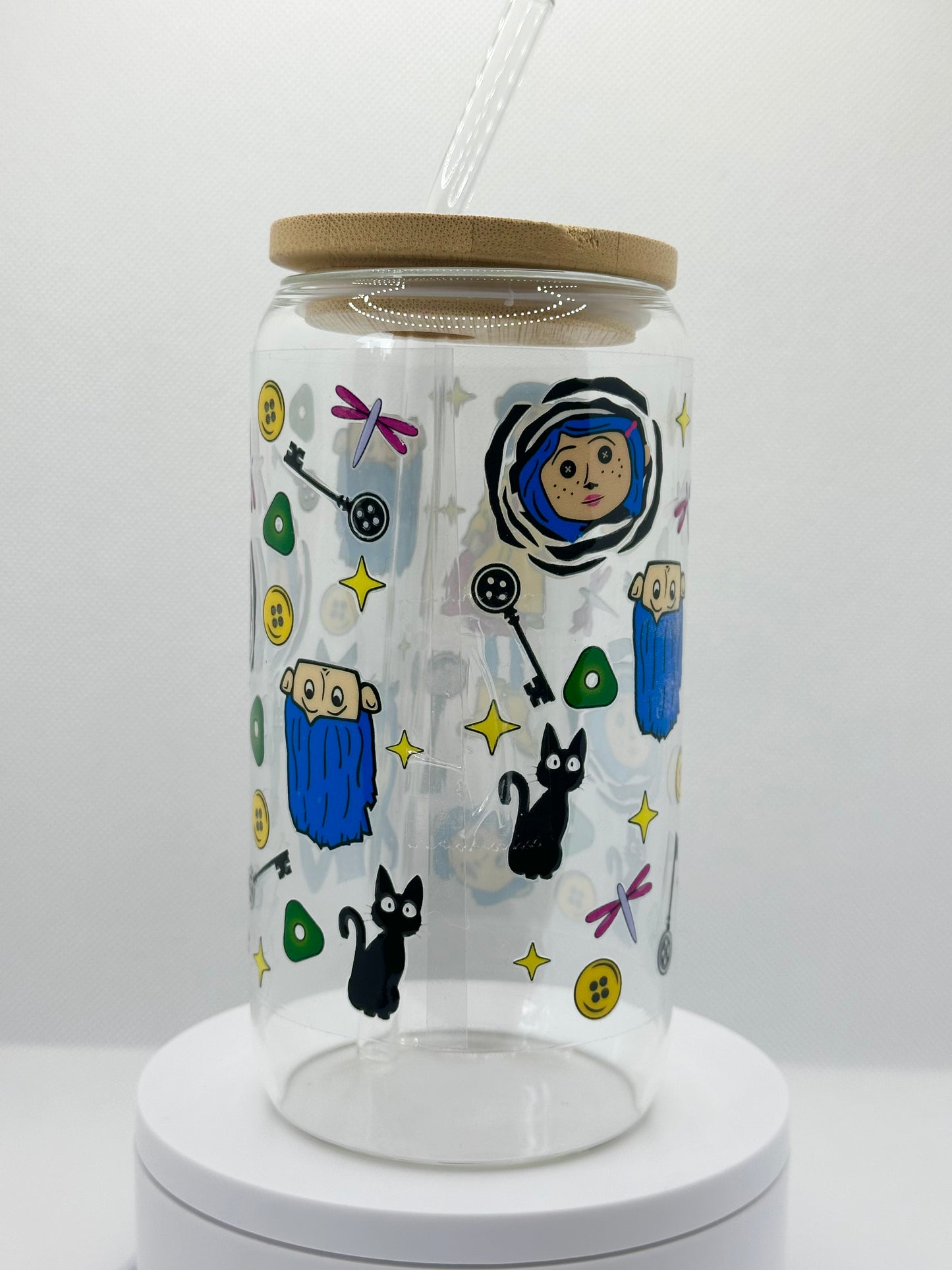 Animation Girl inspired 16oz Clear Glass Tumbler with Straw