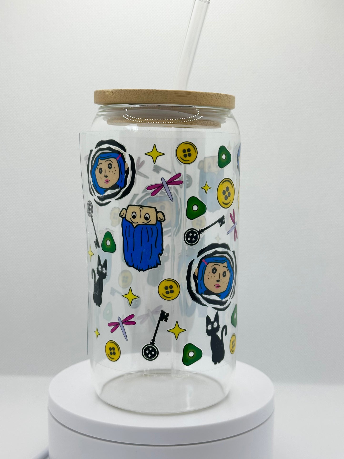 Animation Girl inspired 16oz Clear Glass Tumbler with Straw