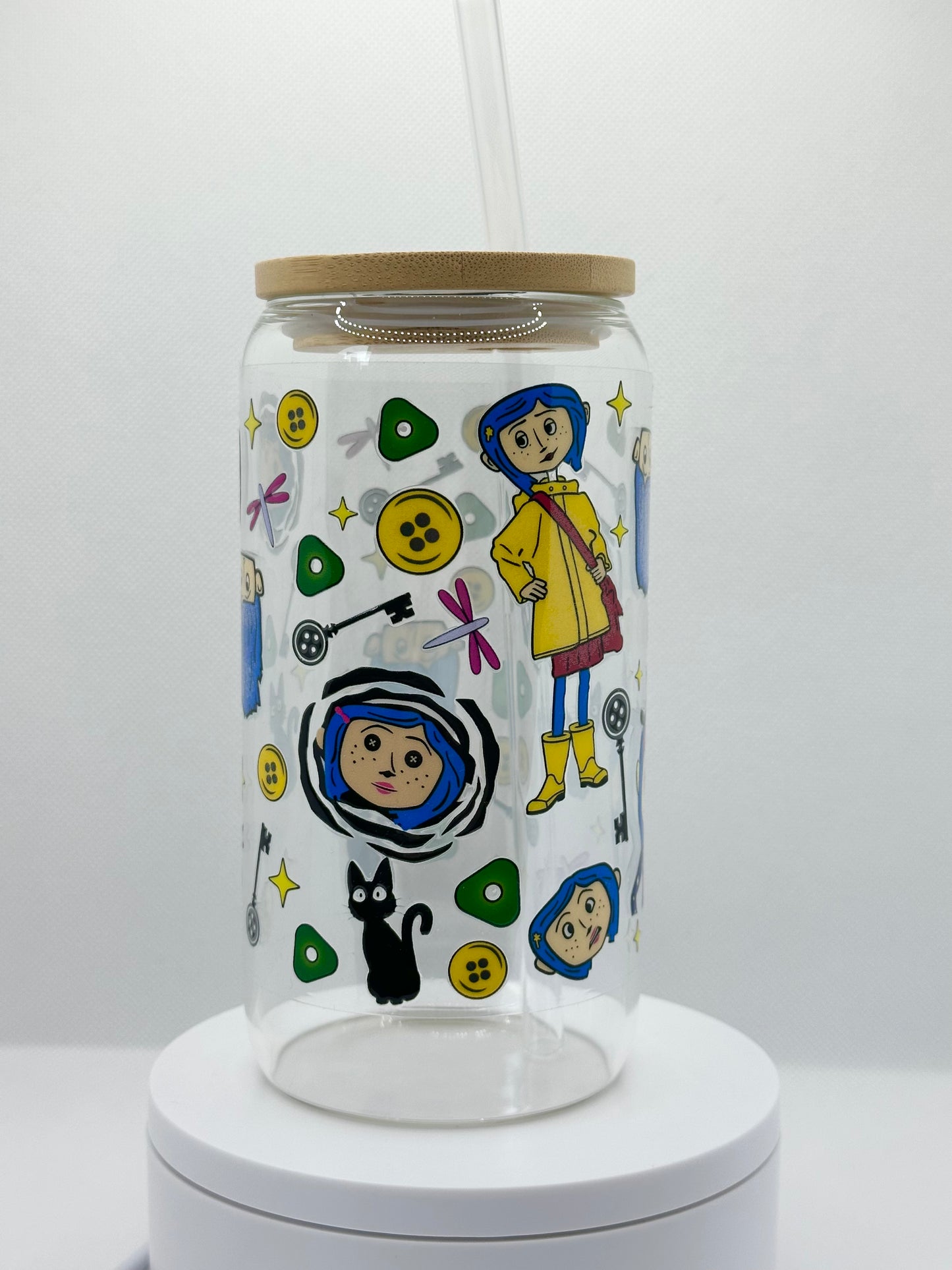 Animation Girl inspired 16oz Clear Glass Tumbler with Straw