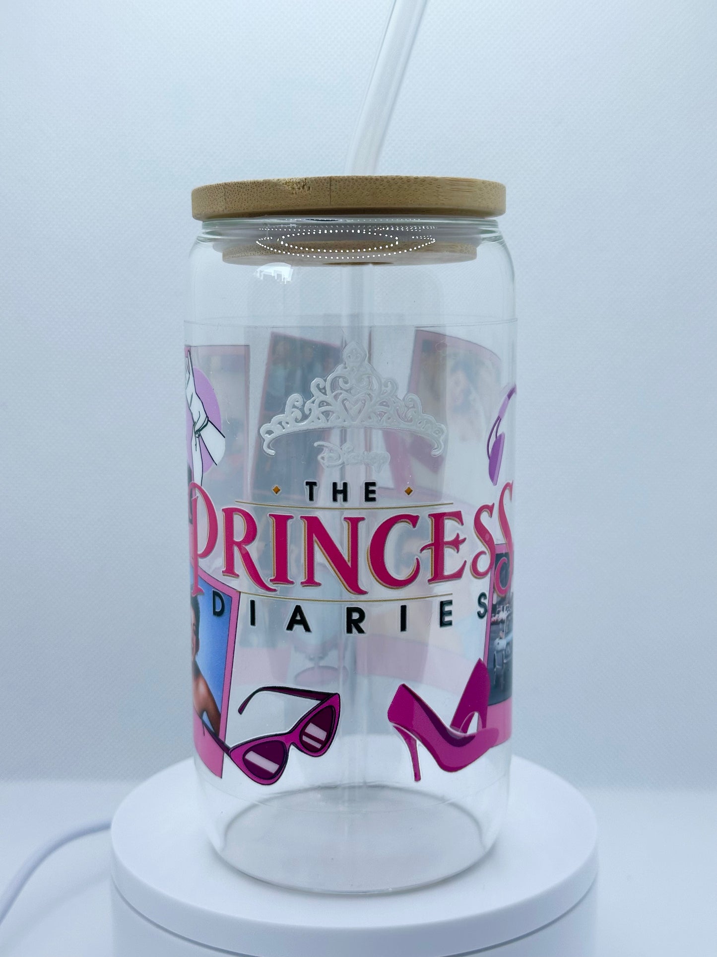 Princess 16oz Clear Glass Tumbler with Straw
