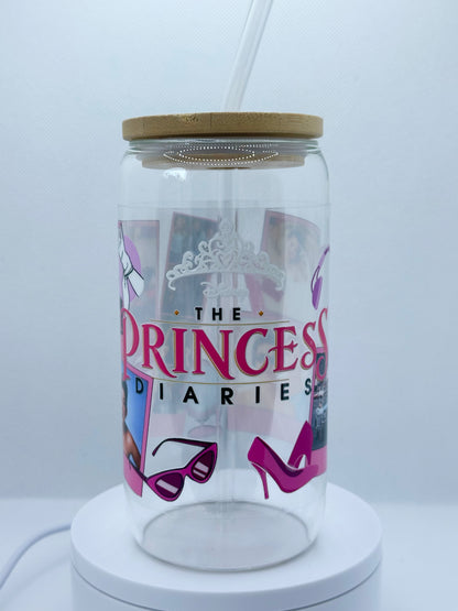 Princess 16oz Clear Glass Tumbler with Straw