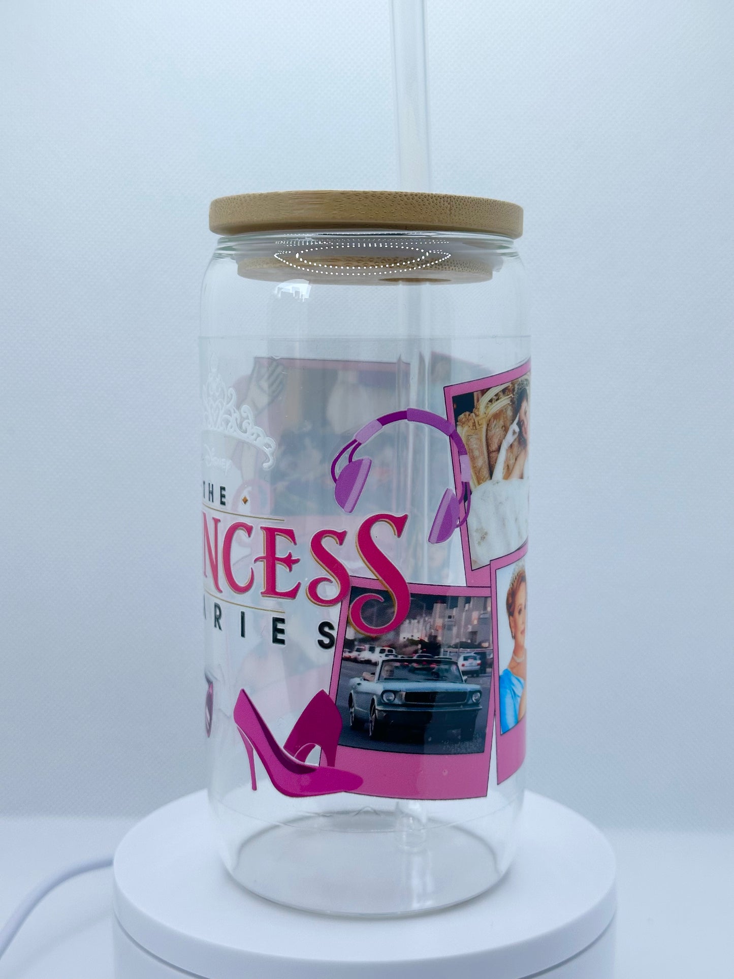 Princess 16oz Clear Glass Tumbler with Straw