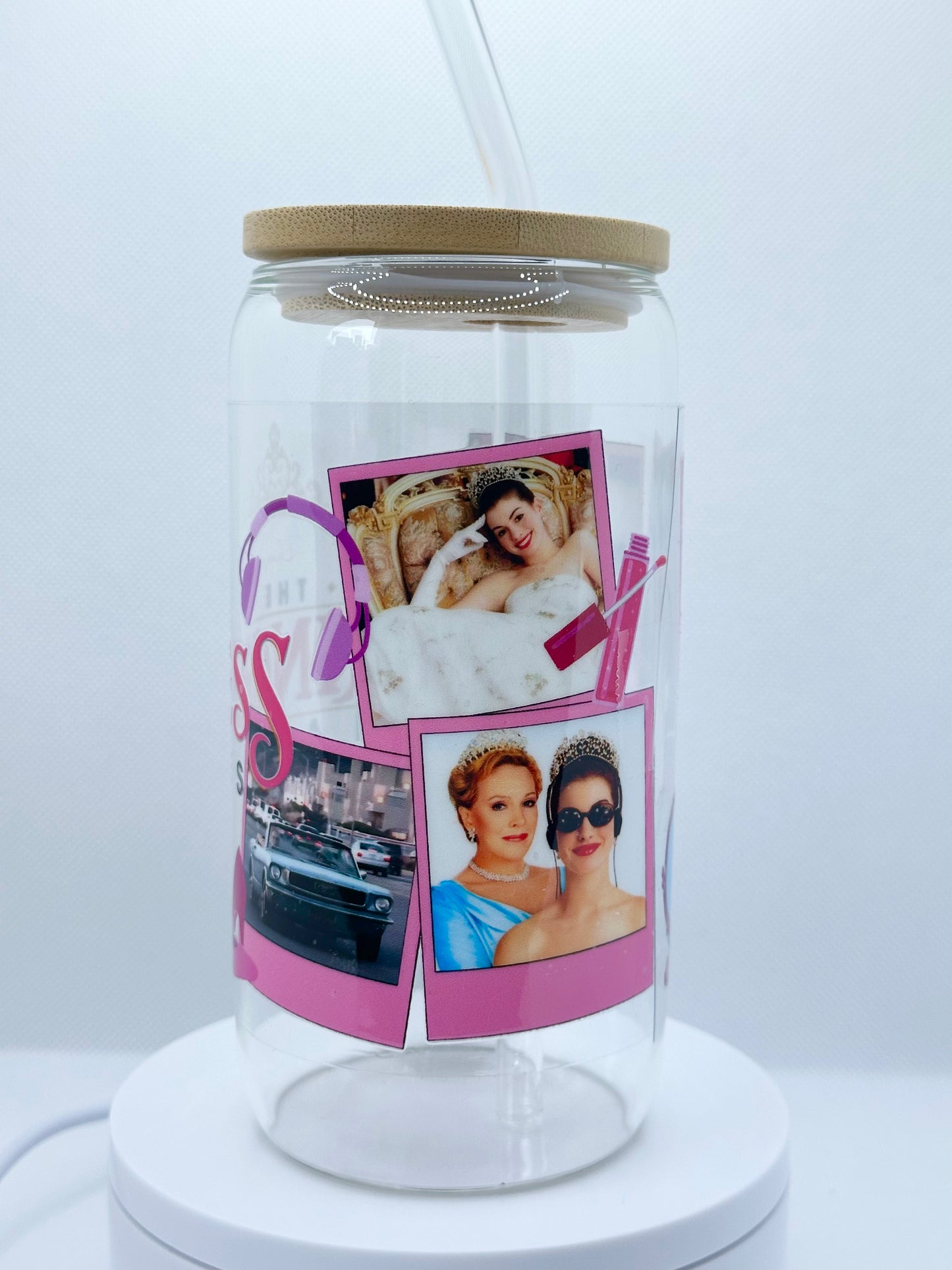 Princess 16oz Clear Glass Tumbler with Straw