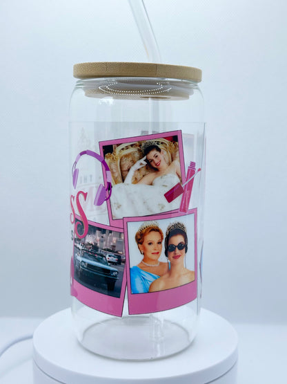Princess 16oz Clear Glass Tumbler with Straw
