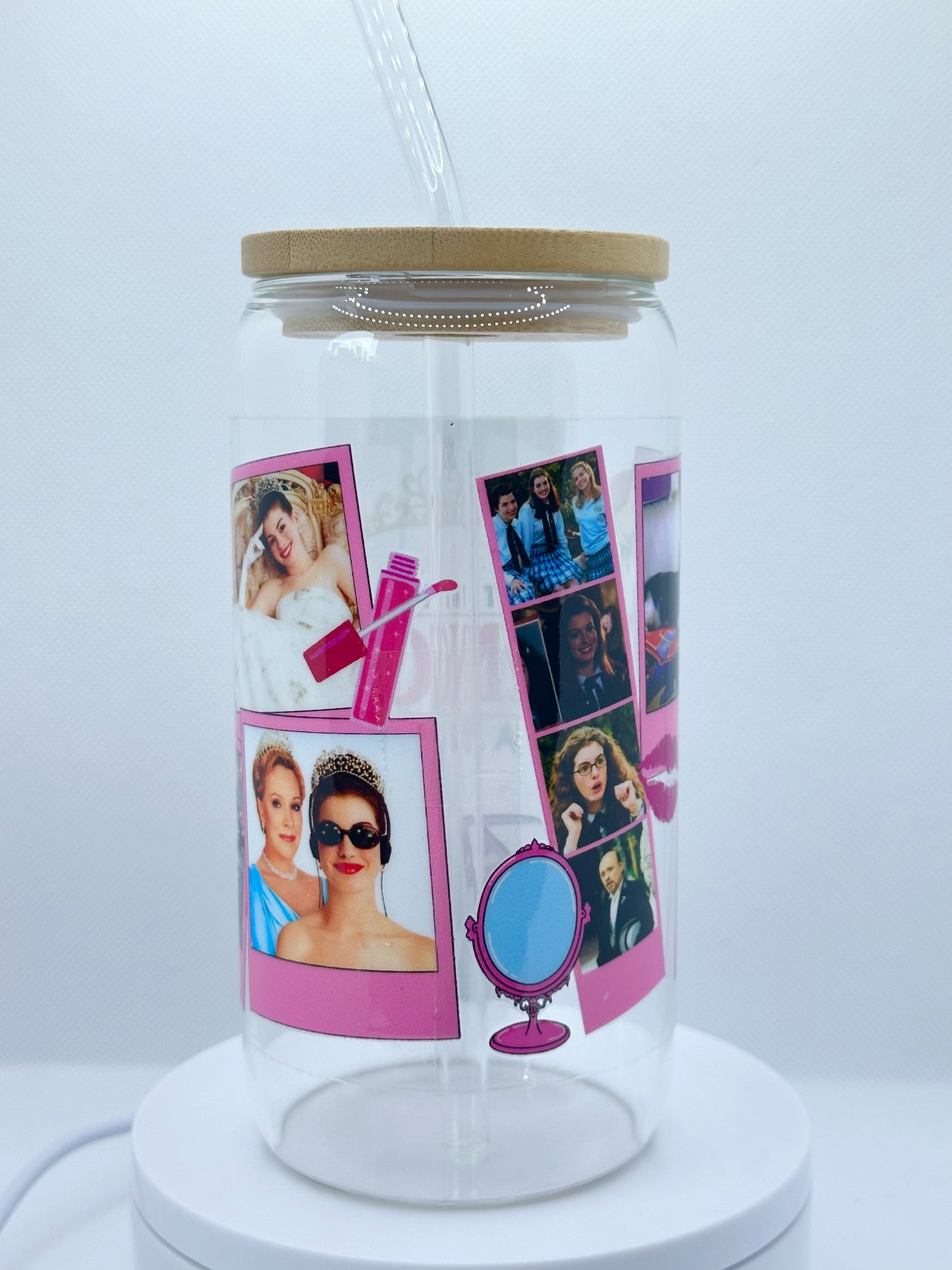 Princess 16oz Clear Glass Tumbler with Straw