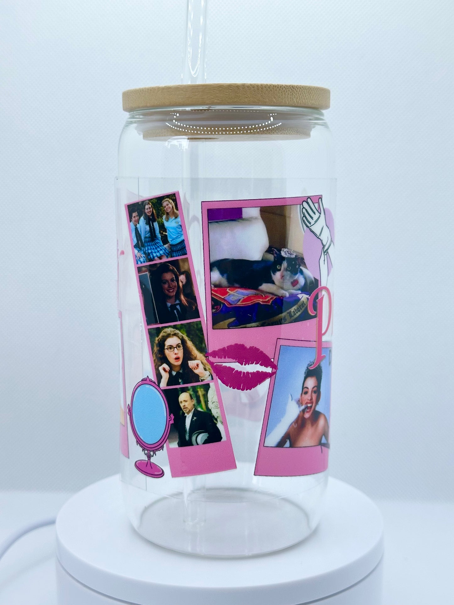 Princess 16oz Clear Glass Tumbler with Straw