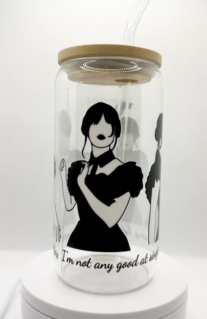 Gothic Girl Dance 16oz Glass Tumbler with Straw