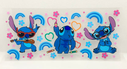 Custom Blue Alien & Island Girl Glass Tumbler with Straw