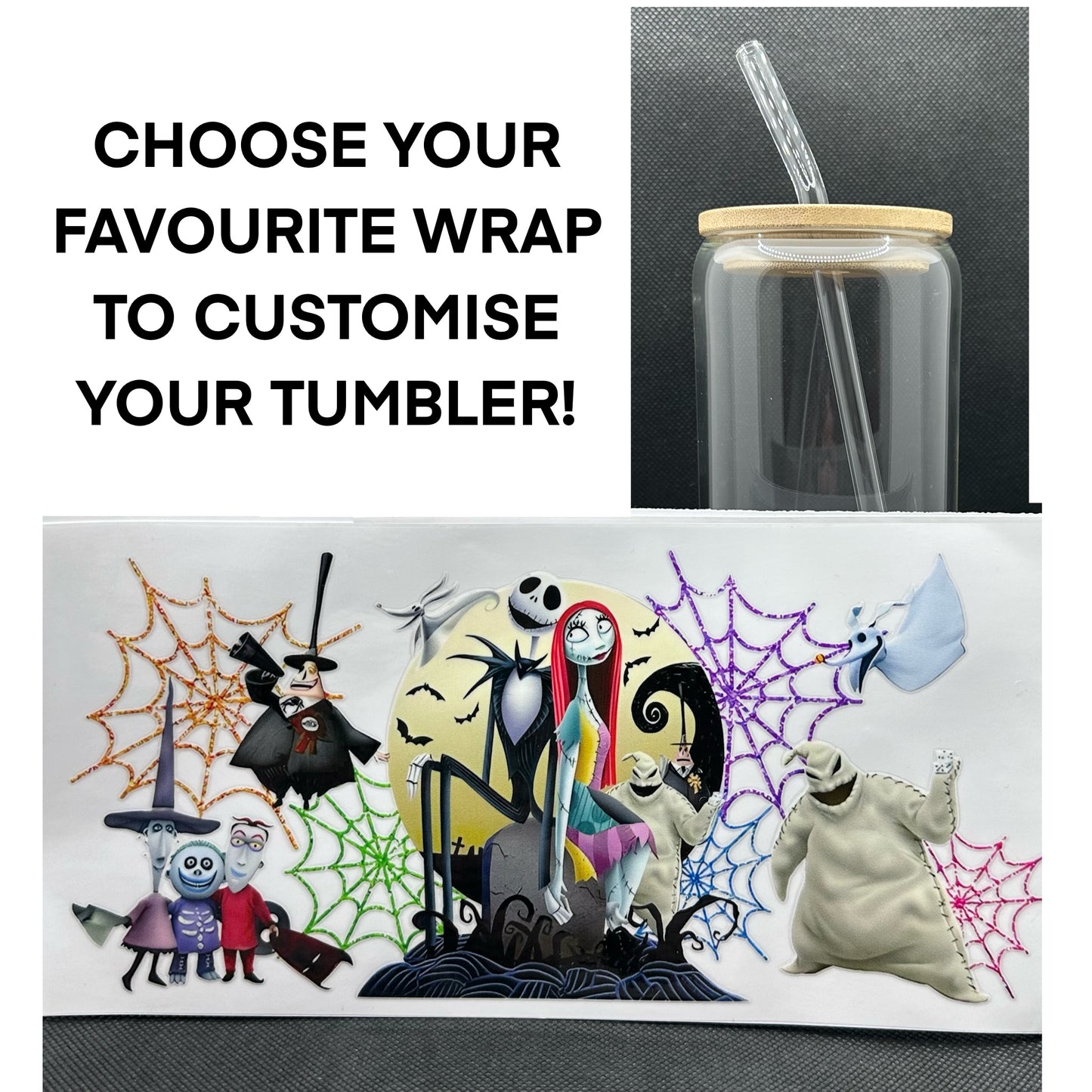Custom Halloween Animation Glass Tumbler with Straw