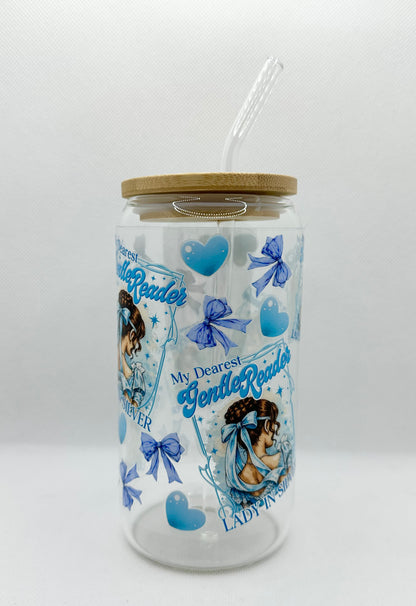 Lady In Silver, B 16oz Glass Tumbler with Straw
