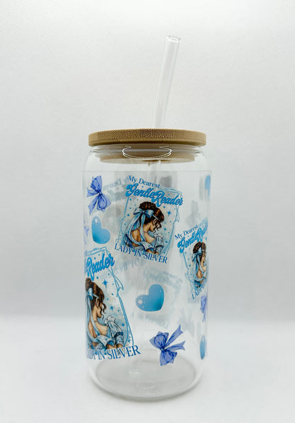 Lady In Silver, B 16oz Glass Tumbler with Straw