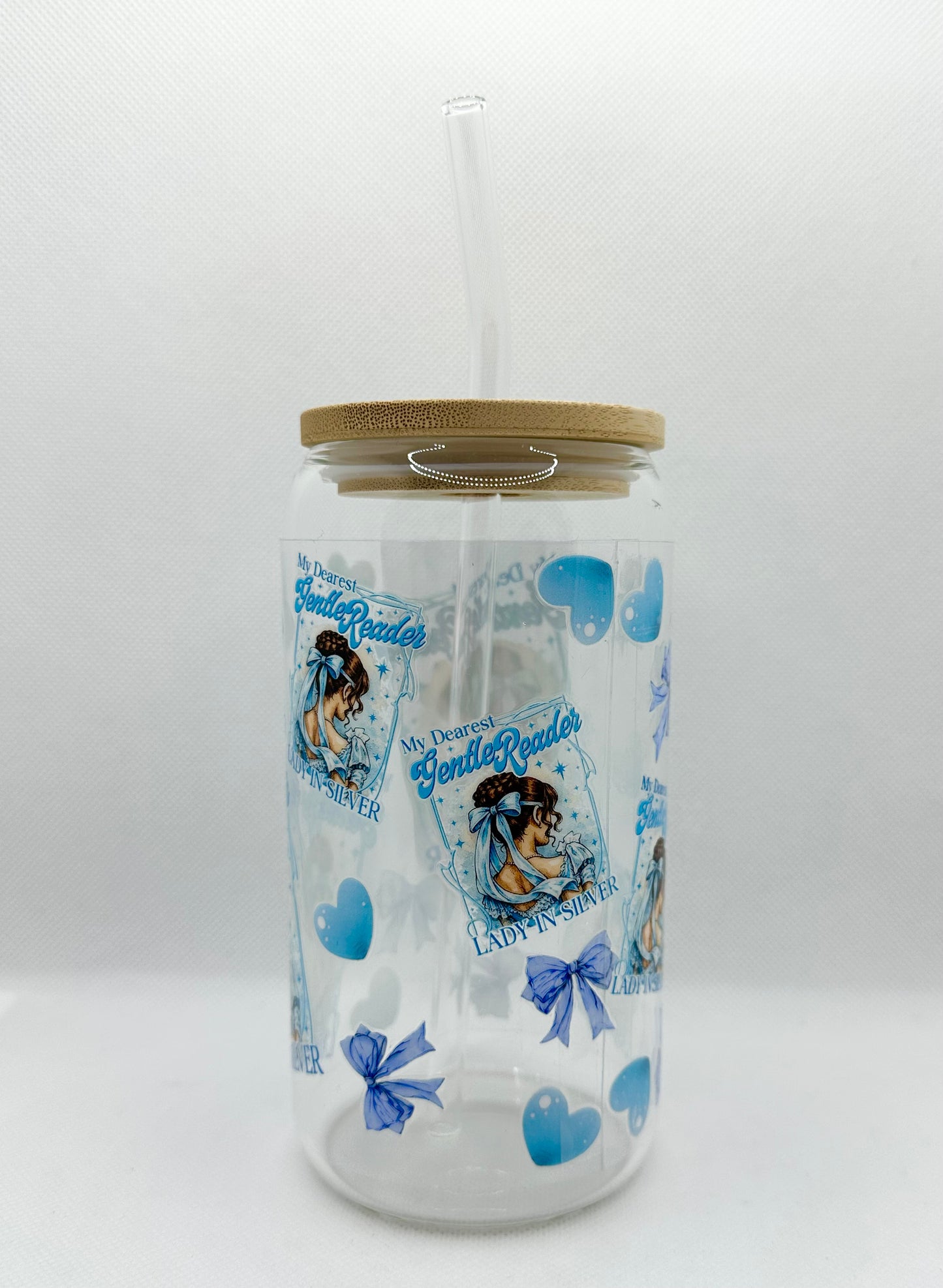 Lady In Silver, B 16oz Glass Tumbler with Straw