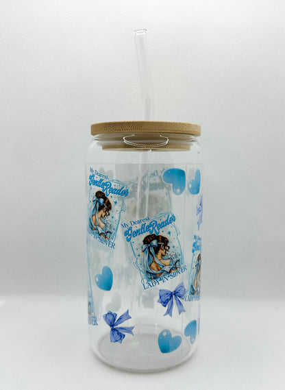 Lady In Silver, B 16oz Glass Tumbler with Straw