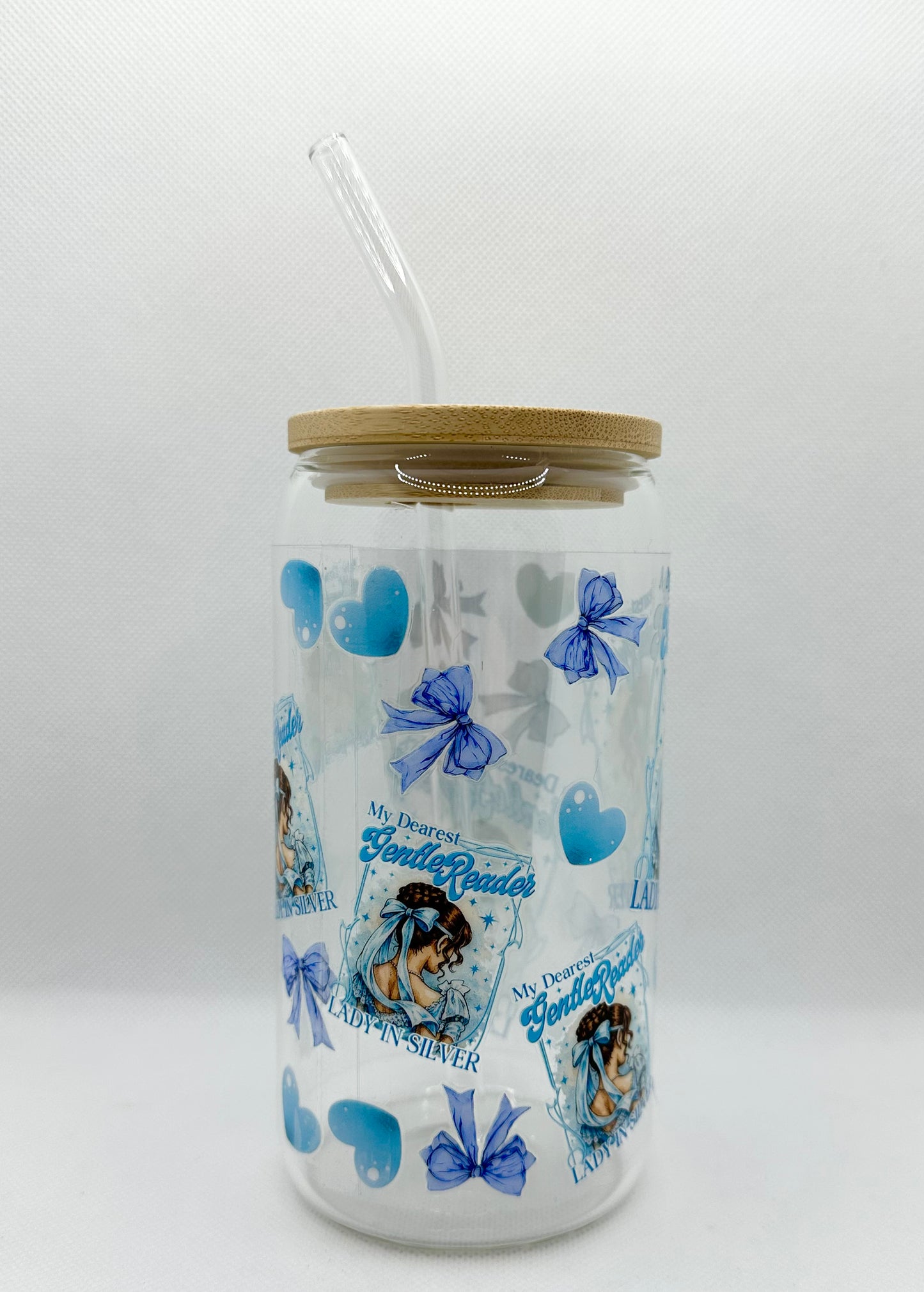 Lady In Silver, B 16oz Glass Tumbler with Straw