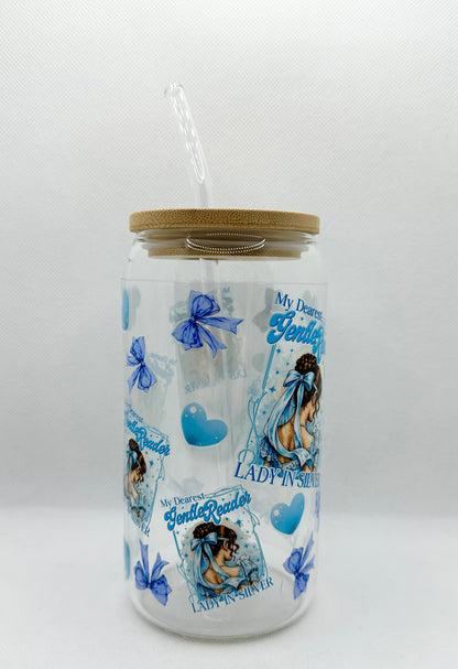 Lady In Silver, B 16oz Glass Tumbler with Straw
