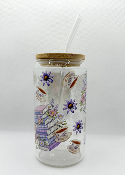 B Books 16oz Glass Tumbler with Straw
