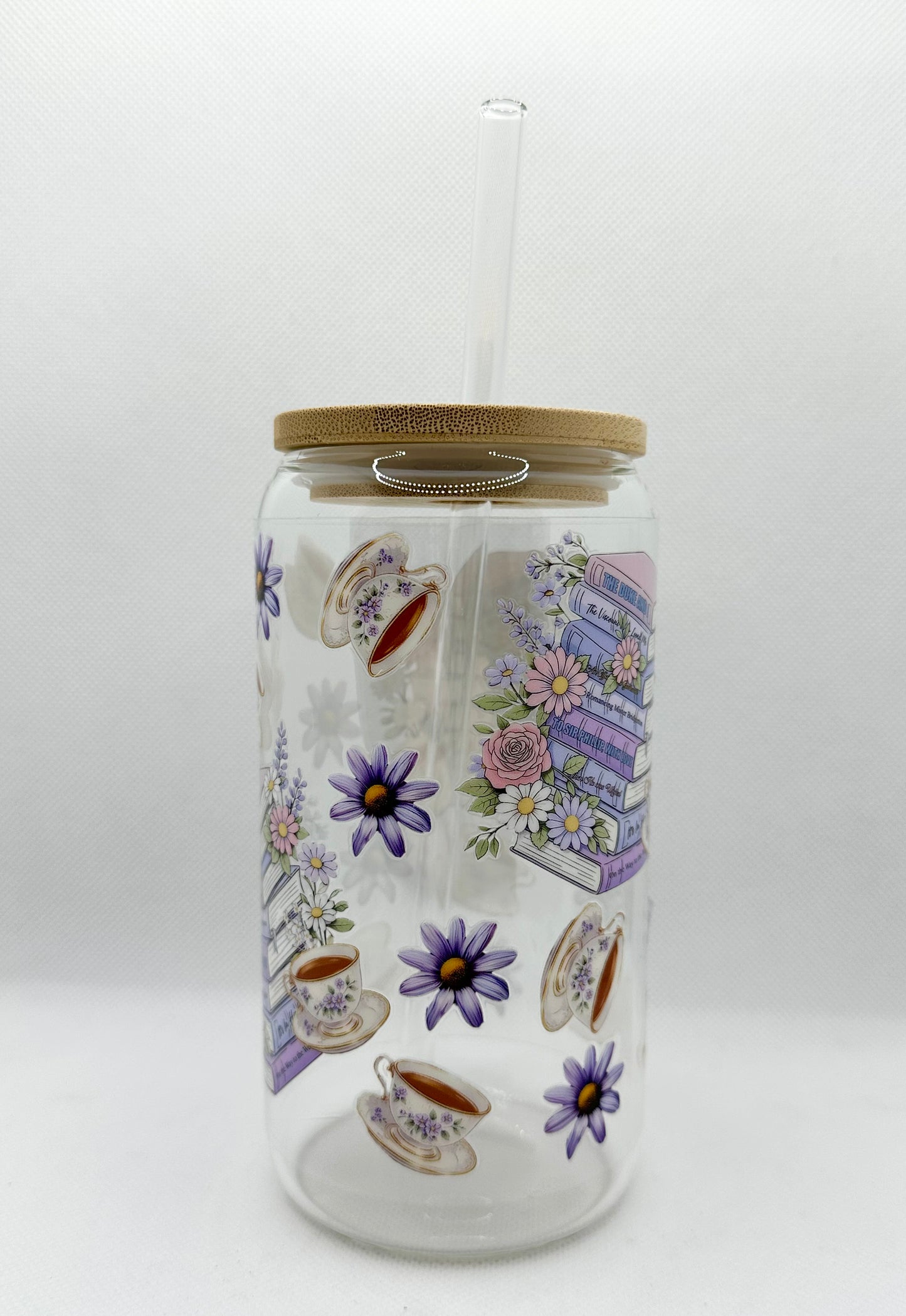 B Books 16oz Glass Tumbler with Straw