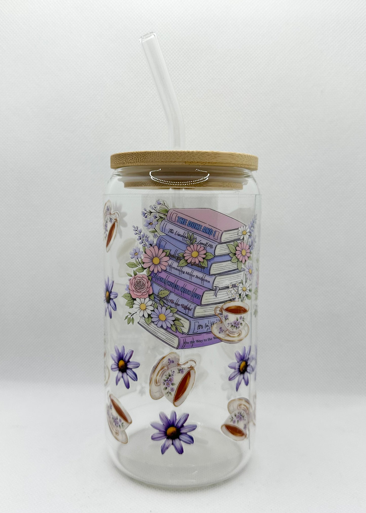 B Books 16oz Glass Tumbler with Straw