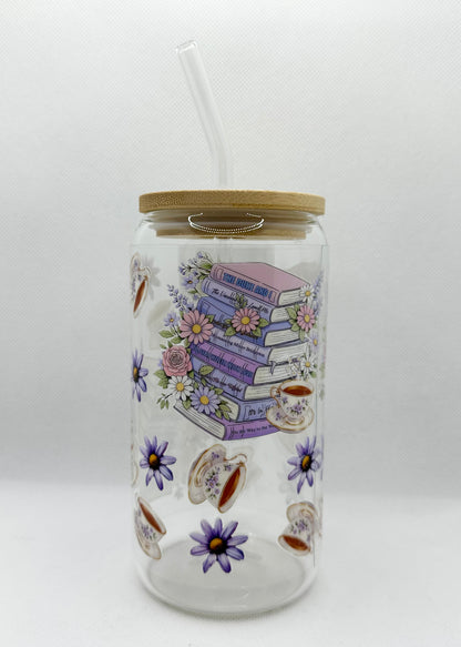 B Books 16oz Glass Tumbler with Straw