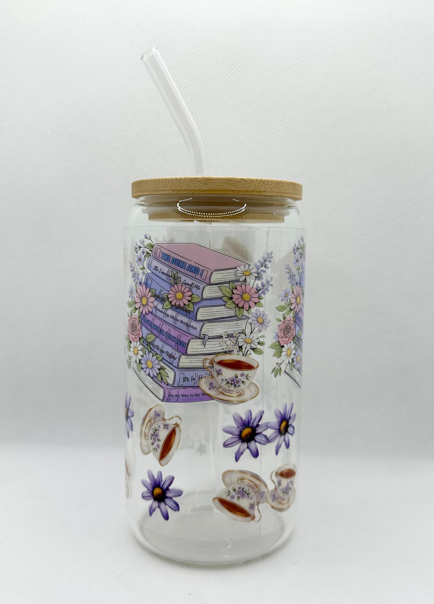 B Books 16oz Glass Tumbler with Straw