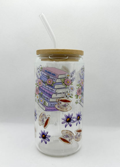 B Books 16oz Glass Tumbler with Straw