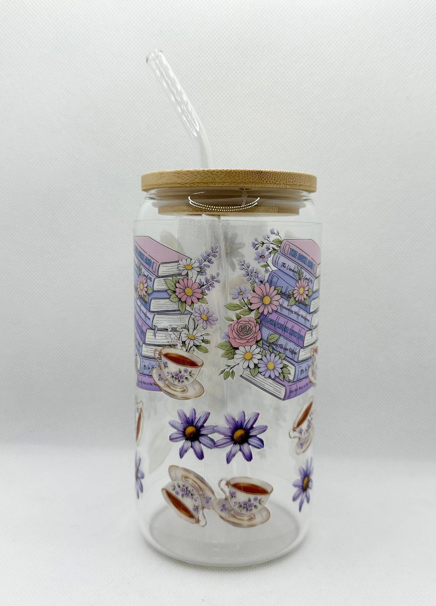B Books 16oz Glass Tumbler with Straw