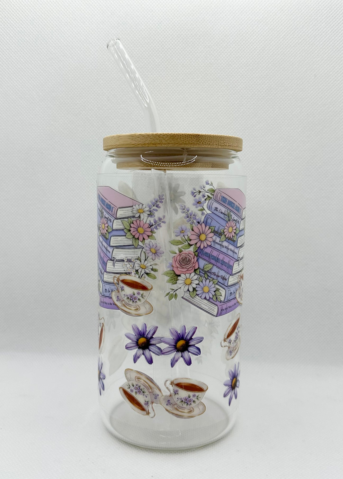 B Books 16oz Glass Tumbler with Straw
