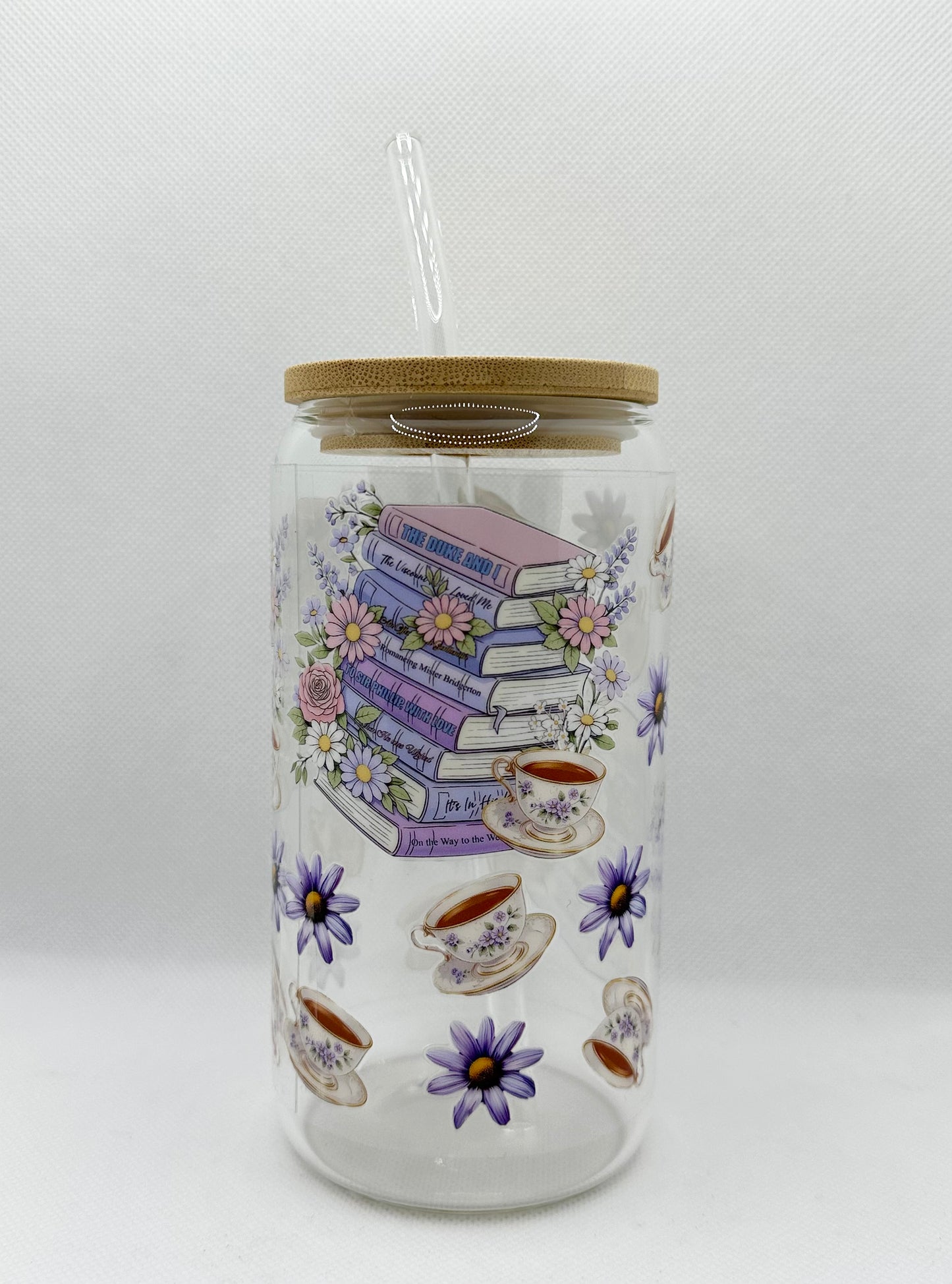 B Books 16oz Glass Tumbler with Straw