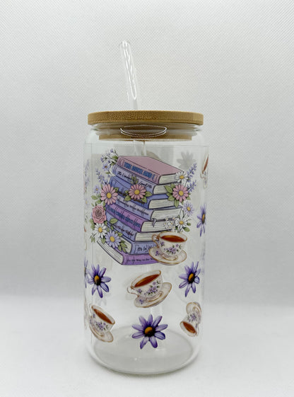 B Books 16oz Glass Tumbler with Straw
