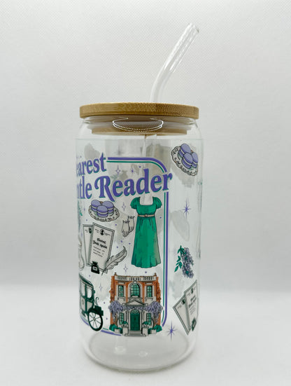 Dearest Gentle Reader 16oz Glass Tumbler with Straw