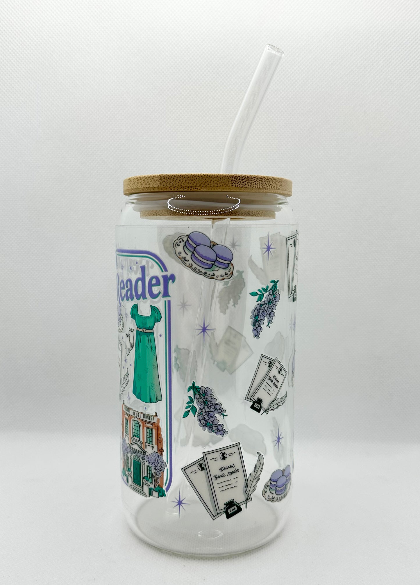 Dearest Gentle Reader 16oz Glass Tumbler with Straw