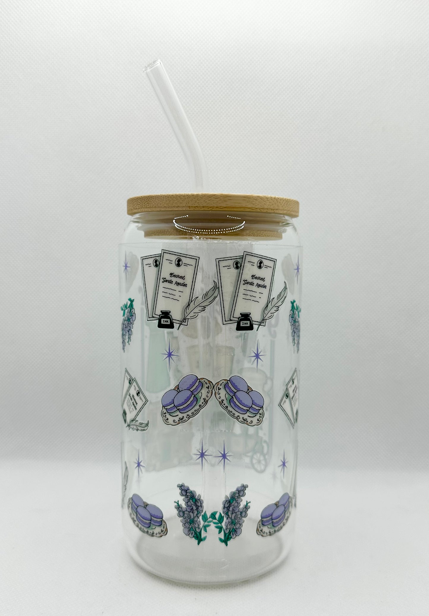 Dearest Gentle Reader 16oz Glass Tumbler with Straw