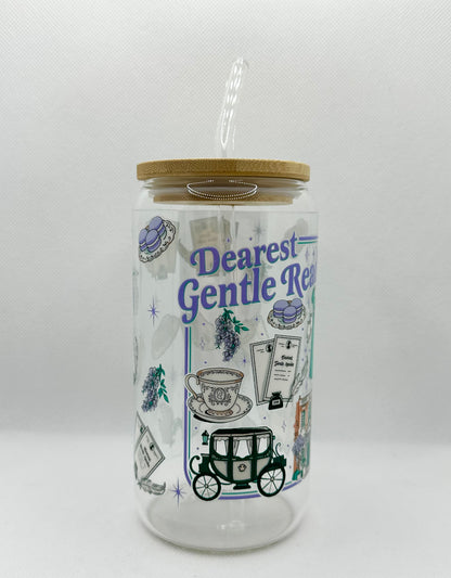 Dearest Gentle Reader 16oz Glass Tumbler with Straw
