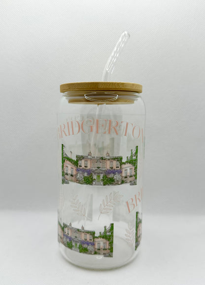 B House 16oz Glass Tumbler with Straw